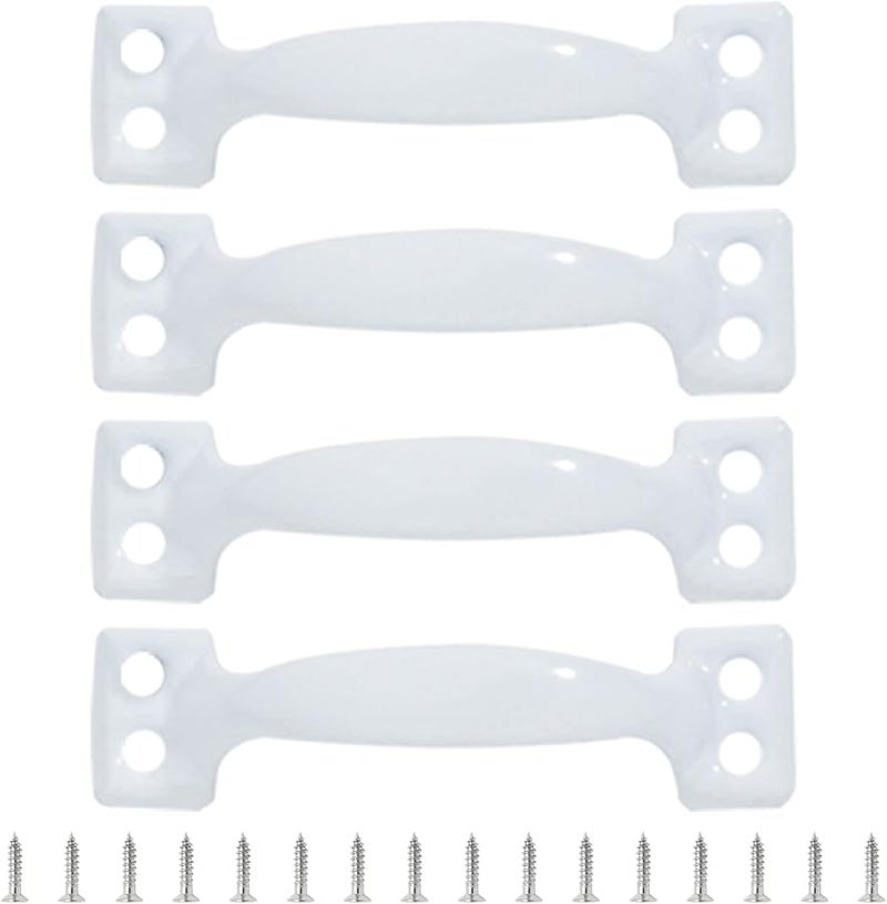 White Gate Handles Pack of 4 Bows Shaped 5 Inch Metal Pulls for Garage Door Wardrobe Cabinet - Image 1